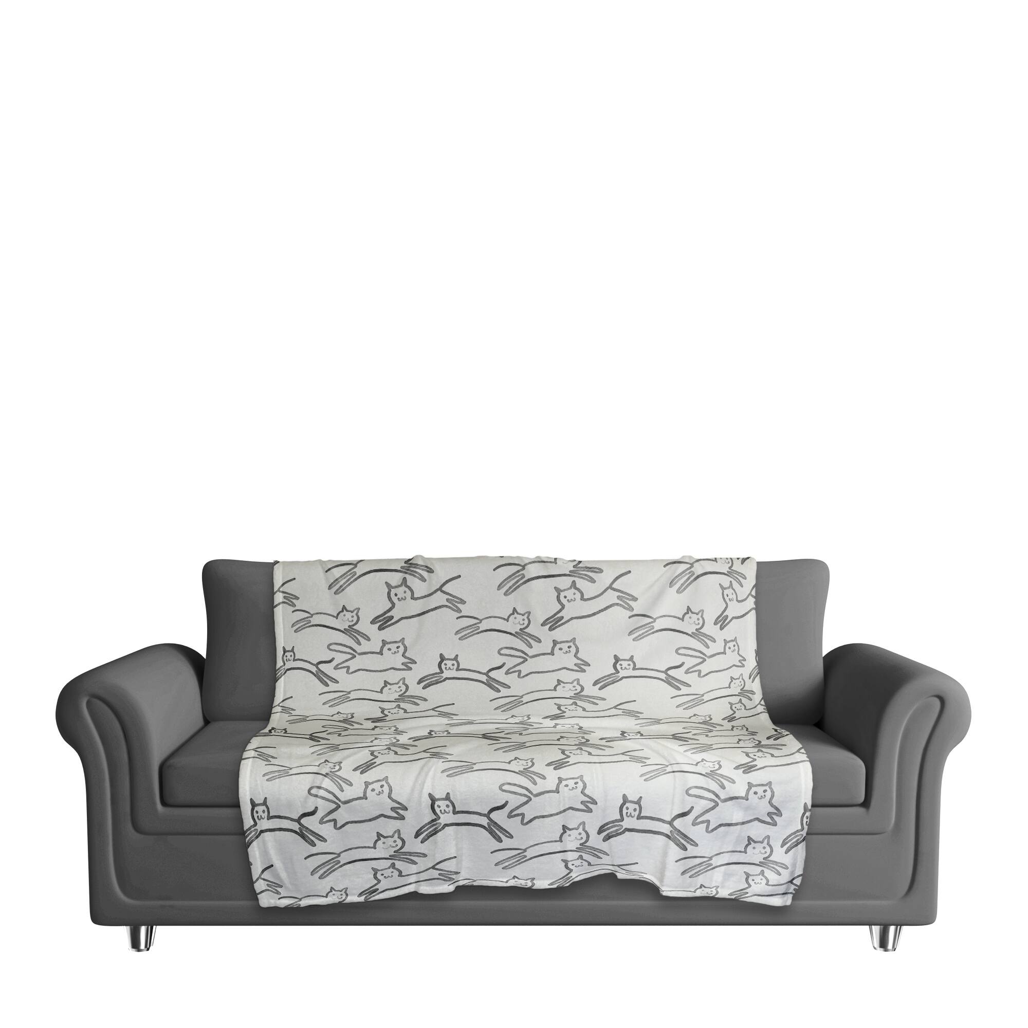 Leaping Cat Pattern I 50" x 60" Coral Fleece Blanket